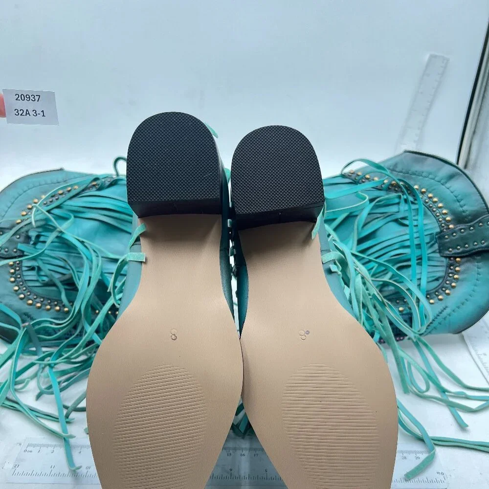 Perfect FESTIVAL Fringe Boots - Teal - Picture 6 of 8